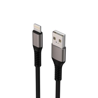  Дата-кабель Maxvi MC-21L USB-Lightning 2.4А, 1м, black-grey 