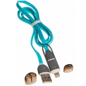  Дата-кабель Ritmix RCC-200 microUSB + 8-pin 1м Blue 