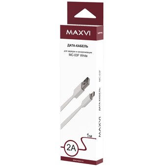  Кабель Maxvi MC-03F white USB-A-Lightning, 2A 