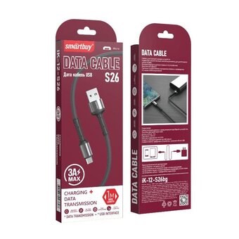  Кабель Smartbuy iK-12-S26bg MicroUSB черн/серый 