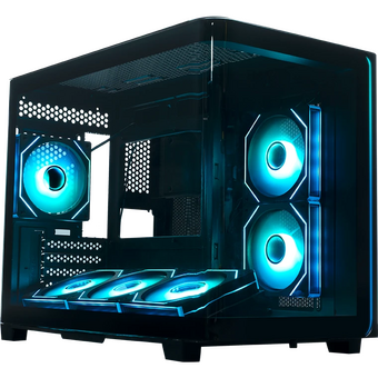  Корпус XASTRA QR600M 6ARGB C10-UC (QR600M-6FM12A-C10-UC-L) Black mATX/Aquarium/Curve Glass/Led Strip/6x120mm ARGB PWM FM fans/ Argb+PWM HUB 10port 