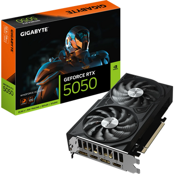  Видеокарта Gigabyte RTX5050 Windforce OC V2 8GB (GV-N5050WF2OCV2-8GD) GDDR6 128bit 2xDP 2xHDMI 2Fan RTL 