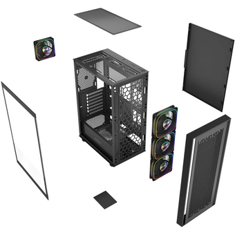  Корпус Powercase ByteFlow Black V2 (CBFB-A4-V2), Tempered Glass, 4x 120mm ARGB fans, чёрный, ATX 