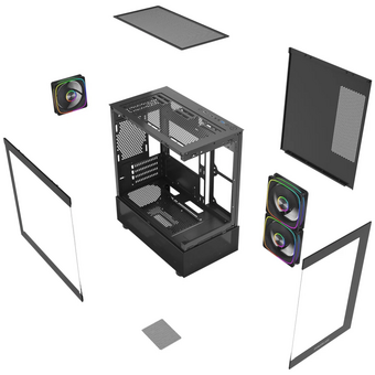  Корпус Powercase Vision Micro M2 ARGB (CVMBM2-A3), Tempered Glass, 3x 120mm ARGB PWM Fan, чёрный, mATX 