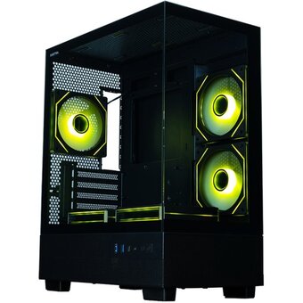  Корпус XASTRA Q400M 5ARGB-C6-UC Black (Q400M-5FM12A-C6-UC) mATX/Aquarium/Screewless/ 5x120mm ARGB PWM FM fans/Argb+PWM HUB 6port/ Type-C 