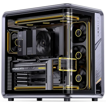  Корпус JONSBO Jonsplus BO400CG, TG (aquarium), mini-ITX, mATX, ATX, серый 