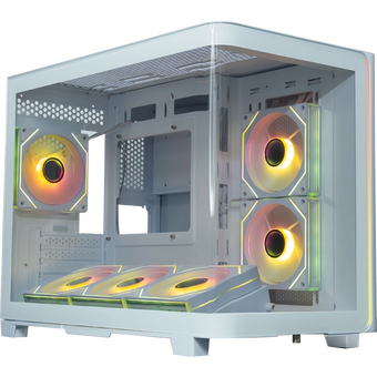  Корпус XASTRA QR600M 6ARGB C10-UC (QR600M-6FM12A-C10-UC-L-WH) White mATX/Aquarium/ Curve Glass/Led Strip/6x120mm ARGB PWM FM fans/ Argb+PWM HUB 10port 