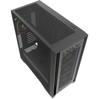  Корпус Powercase ByteFlow Pro ARGB (CH9GPB-A4), Black, Tempered Glass, Type-C, 4x 120мм ARGB PWM Fans, чёрный, E-ATX 