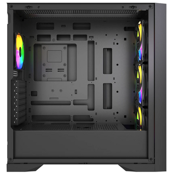  Корпус Powercase ByteFlow Pro CP ARGB (CH9CLPB-A4), Black, Non Window, Type-C, 4x 140mm ARGB PWM fans, чёрный, E-ATX 