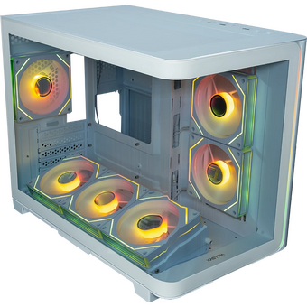  Корпус XASTRA QR600M 6ARGB C10-UC (QR600M-6FM12A-C10-UC-L-WH) White mATX/Aquarium/ Curve Glass/Led Strip/6x120mm ARGB PWM FM fans/ Argb+PWM HUB 10port 