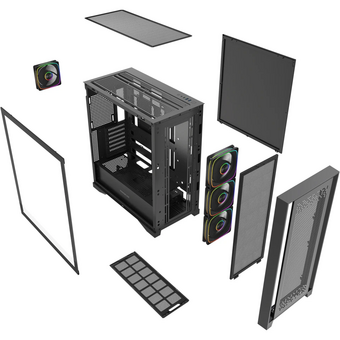  Корпус Powercase ByteFlow Pro ARGB (CH9GPB-A4), Black, Tempered Glass, Type-C, 4x 120мм ARGB PWM Fans, чёрный, E-ATX 