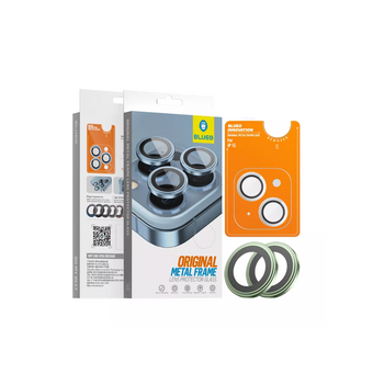  Стекло для iPhone BlueO 15/15 Plus, Camera lens Armor metal 2шт (+installer) Green 