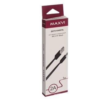  Кабель Maxvi MC-01F black USB-A-microUSB, 2A 