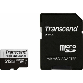  Карта памяти Transcend 350V SDmicro, 512 Гб, (TS512GUSD350V), Endurance, c адаптером 