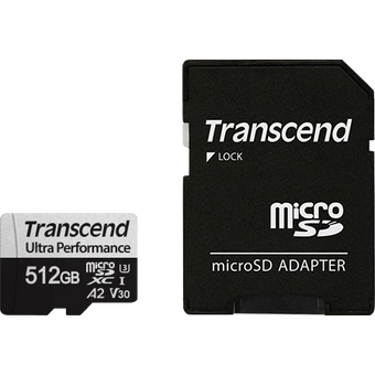  Карта памяти Transcend 340S SDmicro, 512 Гб, (TS512GUSD340S) UHS-I Class U3 V30 A2, с адаптером 