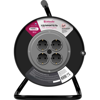  Удлинитель DEFENDER ExtR2G-01-50 (99855) 6А 50м, на катушке, без заземления 