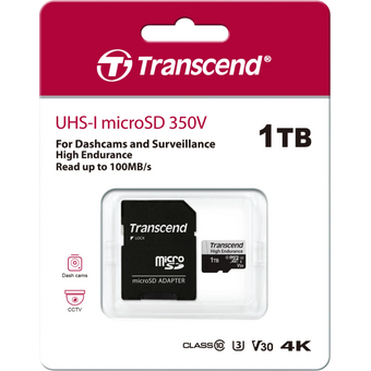  Карта памяти Transcend 350V SDmicro, 1 Тб, (TS1TUSD350V), Endurance, c адаптером 