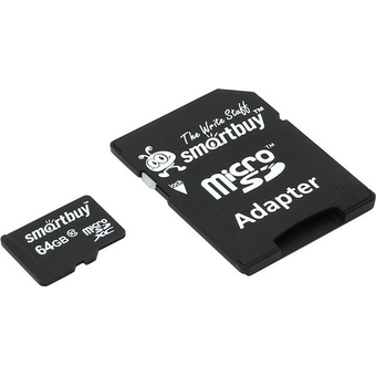 Карта памяти SMARTBUY SB64GBSDCL10-01 microSDXC, 64 GB, 10 Мб/сек. (class 10), с адаптером 