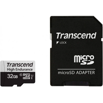  Карта памяти Transcend 32GB microSD TS32GUSD350V w/adapter U1, High Endurance R95/W45 MB/s 