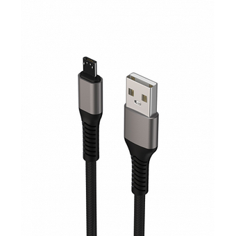  Дата-кабель Maxvi MC-21M USB-MicroUSB 2.4А, 1м, black-grey 