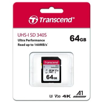  Карта памяти Transcend 340S SDXC, 64 Гб, (TS64GSDC340S) UHS-I Class U3 V30 A2 