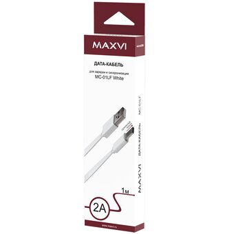  Кабель Maxvi MC-01LF white USB-A-microUSB, 2A 