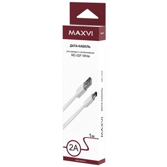  Кабель Maxvi MC-02F white USB-A-Type-C, 2A 
