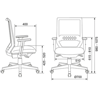  Кресло Бюрократ MC-611N/B/MAT-B черный TW SQU BL сетка/ткань крестов. пластик 