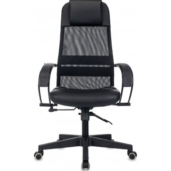  Кресло Бюрократ CH-Nova Lux черный сет./ткань/экокожа крестов. пластик 