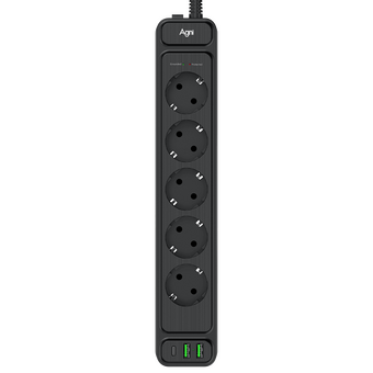  Сетевой фильтр AGNI TP-FS3U5E-PD-2m-black 
