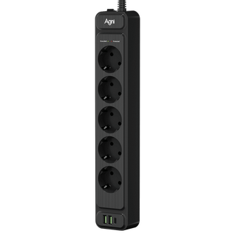  Сетевой фильтр AGNI TP-FS3U5E-PD-2m-black 