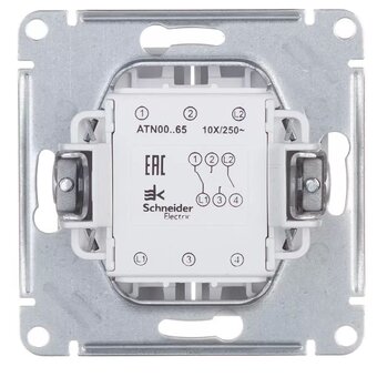  Переключатель Systeme electric AtlasDesign ATN001365 2-клавишный сх.6/2, 10АХ, механизм, лотос 