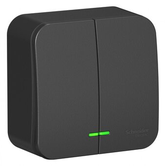  Выключатель Systeme electric Blanca BLNVA105116 двухклавишный наружный схема 5 с подсветкой и изоляционной пластиной 10а 250b антрацит 