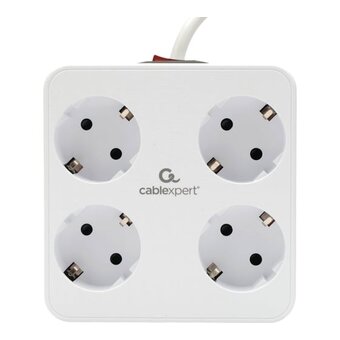  Сетевой фильтр Cablexpert PLT-4-C2U2-W-3 Plate 4р, 10А, 2xType-C PD, 20Вт, 2xUSB, 3м, ур.защиты 4+, белый, коробка 