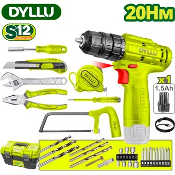  Дрель-шуруповерт Dyllu DTDT1B77 1АКБ ящик 