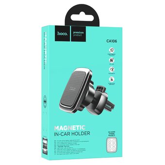  Автодержатель Hoco CA106 Air outlet magnetic car holder black metal gray 