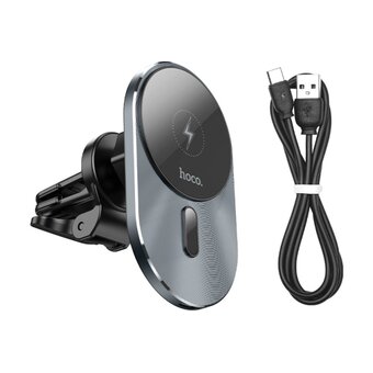  Автодержатель Hoco CA91 Magic magnetic wireless fast charging car holder black 