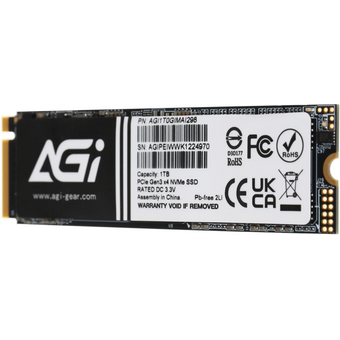  SSD AGI AI298 (AGI1T0GIMAI298-CB) 1TB, M.2 2280, PCI-E gen3 x4, NVMe, 3D NAND, 3200/1700 Mbs, 600TBW 