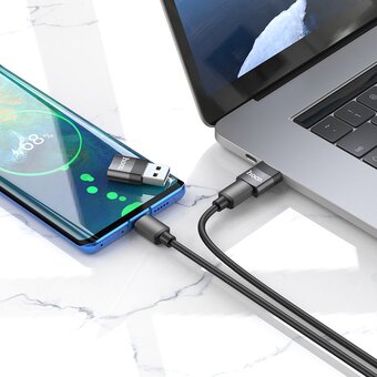  Дата-кабель Hoco UA17 USB Male to Type-C female USB2.0 adapter black 