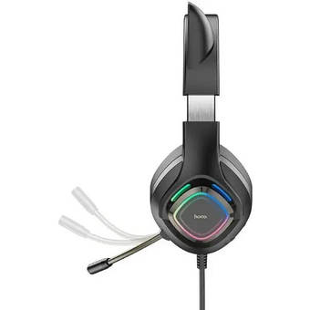  Наушники Hoco W107 Cute cat черный 2м мониторные USB оголовье 