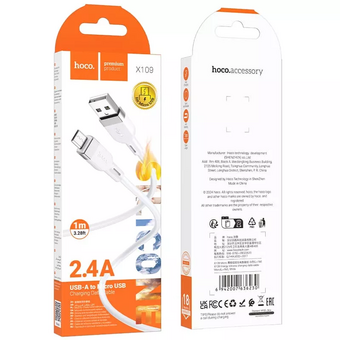  Кабель Hoco X109 Micro White 1м 