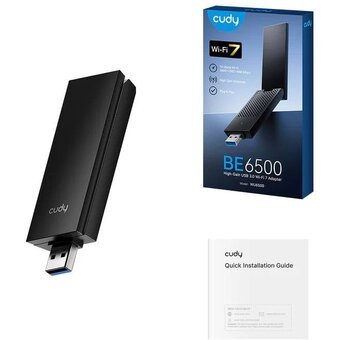  USB-адаптер Cudy WU6500 1.0 Wi-Fi 7 BE6500 с высоким коэффициентом усиления, 2,4/5/6ГГц, до 6452Мбит/с, USB 3.0 