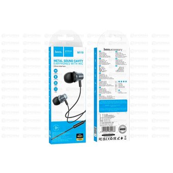  Проводные наушники HOCO M110 Encourage, Jack 3.5mm, 1.2 м, серый металлик 