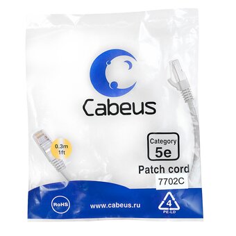  Патч-корд Cabeus PC-FTP-RJ45-Cat.5e-0.3m экранированный, серый 
