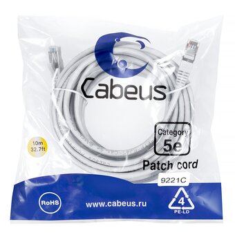  Патч-корд Cabeus PC-FTP-RJ45-Cat.5e-15m-LSZH экранированный, серый 