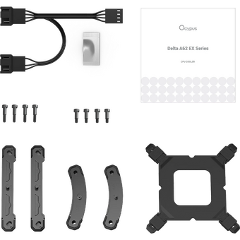  Кулер Ocypus Delta A62 EX BK Digital, 2x120mm ARGB Fan, Top Display Panel, 6 Heat Pipes, 4-Pin PWM, 600-1800 RPM, 31DBA 