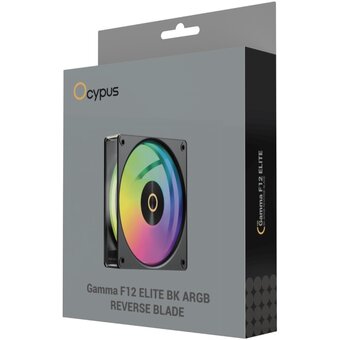 Вентилятор Ocypus Gamma F12 Elite BK ARGB Reverse Blade, 120x120x25mm, 4-Pin PWM, 600-1800 RPM, 26 DBA Max 