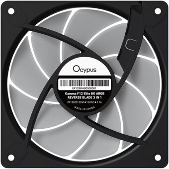  Вентилятор Ocypus Gamma F12 Elite BK ARGB Reverse Blade, 120x120x25mm, 4-Pin PWM, 600-1800 RPM, 26 DBA Max 