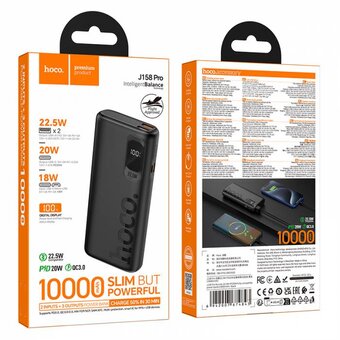  Аккумулятор внешний резервный HOCO J158 Pro Runner 22.5W+PD20W fully compatible power bank 10000mAh черный 