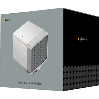 Кулер Ocypus Delta A62 EX WH Digital, 2x120mm ARGB Fan, Top Display Panel, 6 Heat Pipes, 4-Pin PWM, 600-1800 RPM, 31DBA 